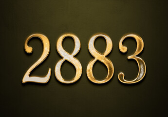 Old gold effect of 2883 number with 3D glossy style Mockup.