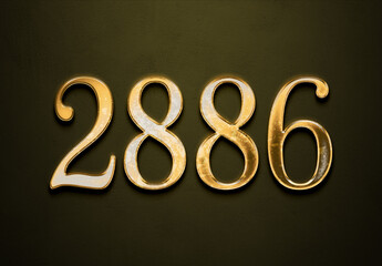 Old gold effect of 2886 number with 3D glossy style Mockup.