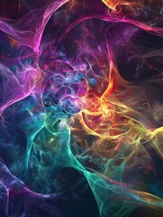 Abstract Rainbow Fractal Art in Vibrant Colors SwirlingComplexity