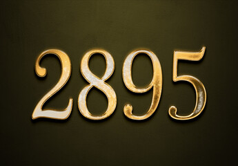Old gold effect of 2895 number with 3D glossy style Mockup.