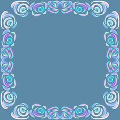 Rainbow roses border on the dark background