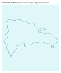 Dominican Republic plain country map. High details. Outline style. Shape of Dominicana. Vector illustration.