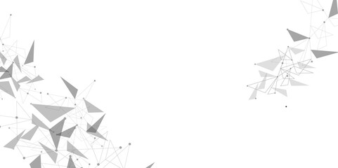 Grey graphic background dots with connections technologies and sharing data as abstract concept.