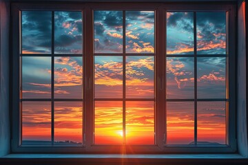 Fototapeta premium Sunset View Through a Window