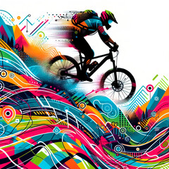 Abstract cyclist racing