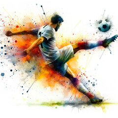 Soccer player in watercolor
