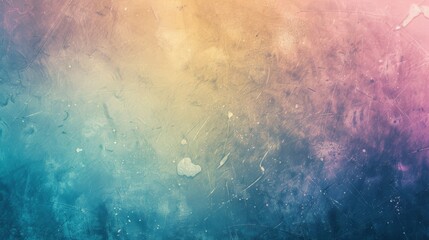 Fototapeta premium Abstract blue, yellow, and pink gradient texture with scratches and dust