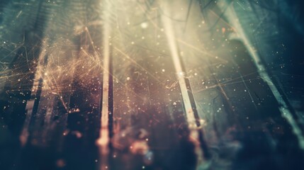 Retro film grain and light streaks through dusty glass