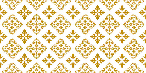 Abstract Flower geometric pattern. Seamless vector background. Golden and brown ornament. Ornament for fabric, wallpaper, packaging. Decorative print