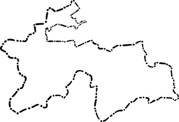 dash line doodle drawing of tajikistan map.