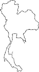 dash line doodle drawing of thailand map.