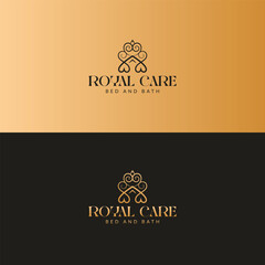 Royal Care Bed and Bath for couples Abstract Love and Luxury Logo Mark and Logo Design