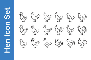 Obraz premium Hen Icon Set with editable vector collections. 