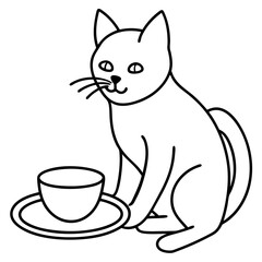 cat with a cup of coffee