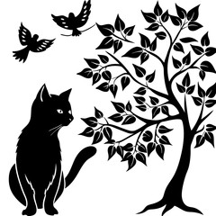 A Black Cat Saw in the birds