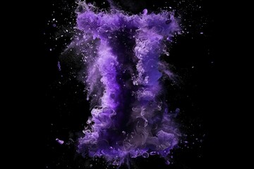 Obraz premium A vibrant purple powder explodes on a dark black background