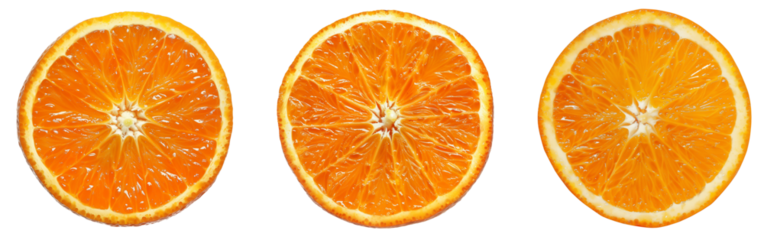 Set of Orange slices isolated background