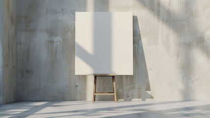 A blank canvas waiting to be painted, symbolizing the opportunity for artistic expression and creative improvement with space for customizable text or graphics with minimalist style