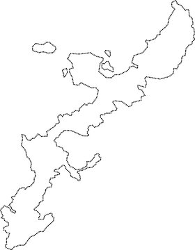 dot line drawing of okinawa island map.