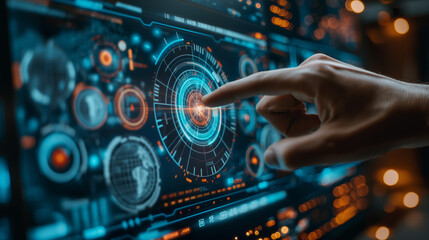 AI generative.  hand touch digital graph chart screen