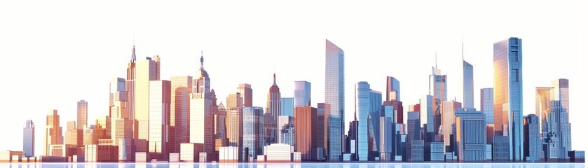 Fototapeta premium City Skyline Office Buildings Skyscrapers White Background PNG Sticker