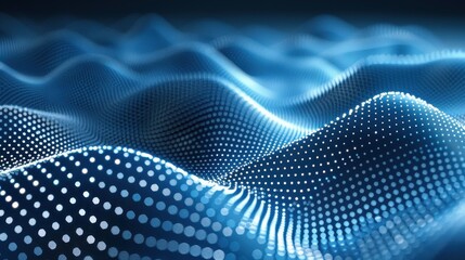 Abstract Blue Digital Waves, Futuristic Technology Background