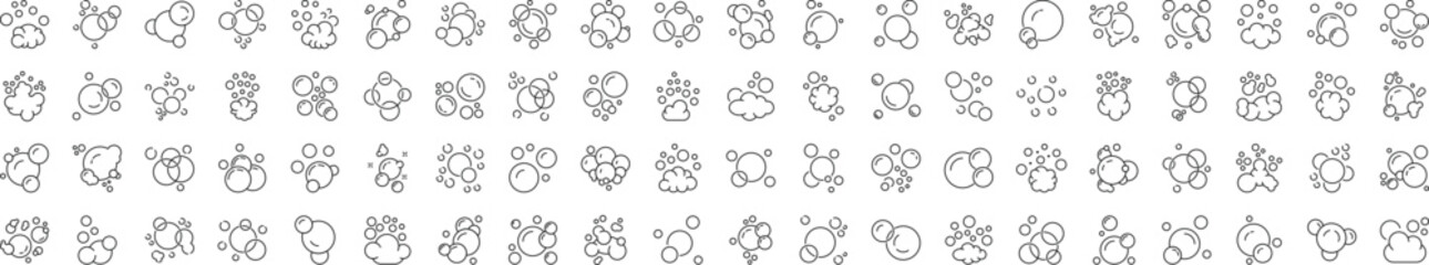 Collection of Simple Signs of Bubbles and Foam. Suitable for books, stores, shops. Editable stroke in minimalistic outline style. Symbol for design