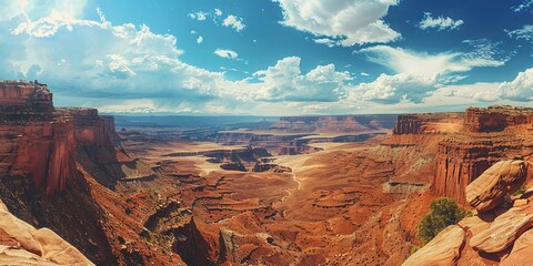 southwestern national park in the United States desert - gorgeous rocky canyon cliffs in the background