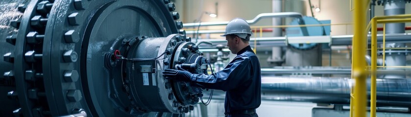 Pump calibration by a mechanic at a municipal water treatment facility.