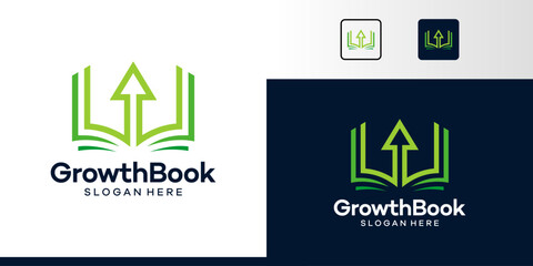 Book Logo Design with arrow design graphic symbol icon vector