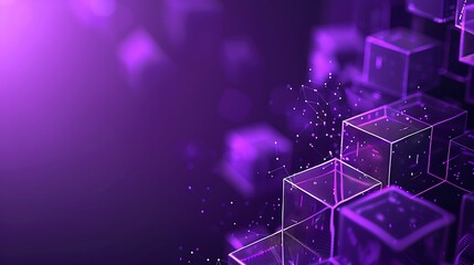 Abstract Blockchain Futuristic Technology Distributed Data Storage and Network Connection with Cubes and Squares for Cutting-Edge Design
