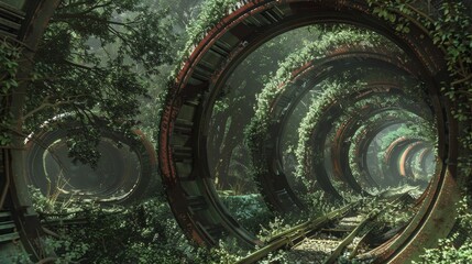 Obraz premium Subterranean tunnel complex with hyper-realistic textures and lighting