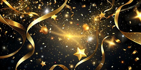 Festive Black and Gold Balloon Celebration Backgrounds - Perfect for Parties, Events, and Special Occasions