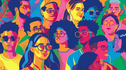 Pattern with people, art diversity in college education