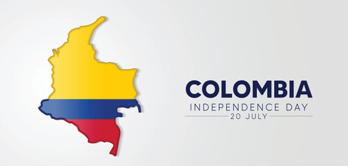 Obraz premium Colombia 3d flag map for Colombia Independence Day 20 July vector poster