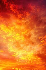 Fototapeta premium A plane is seen flying in the sky as the sun sets, with clouds and trees below