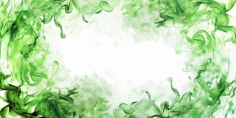 Fototapeta premium Green smoke swirls on a white background