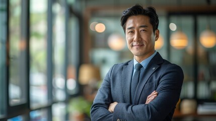 A man in a suit and tie is posing for a picture in a room with a lot of light