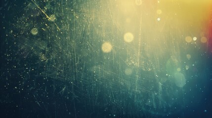 Dusty windowpane with blurred bokeh lights during golden hour