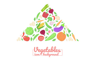 Vegetables flat icons. illustration, card, posters, banners. triangle design