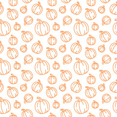 pumpkin line icons seamless pattern