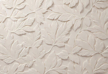 Styrofoam polystyrene ceiling tile texture with floral pattern. leaves stone carving background. realistic 3d flower wall plaster backdrop. 