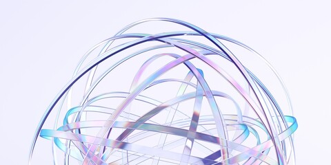Abstract rounded lines on light background, 3d render