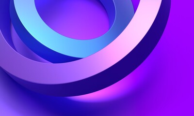 Abstract blue and purple colored rings, 3d render