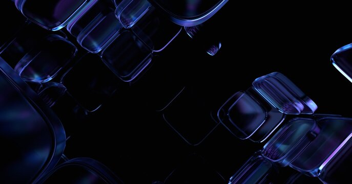 Fototapeta Abstract geometric blocks on a black background, 3d render