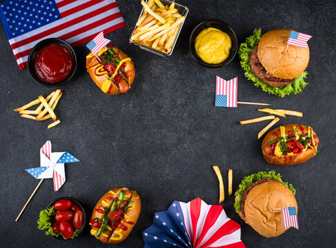 Traditional American food for celebrating July 4 Independence Day - Powered by Adobe