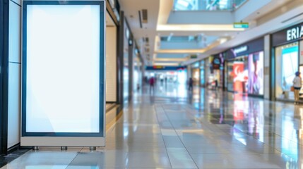 Obraz premium Empty digital billboard kiosk in a modern shopping mall