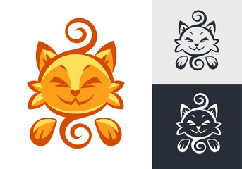Cat logo in a cute cartoon style.