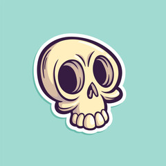 Vector illustration of skull isolated on white. Funny sticker in doodle style.