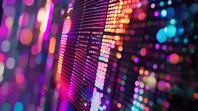A closeup of a transparent OLED screen highlights the pixelated texture of the digitally displayed image.